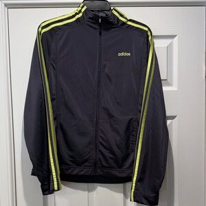 Adidas Women’s Black Zip Up with Like green Stripes